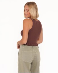 Petal & Pup - Berenice Ruffle Hem Knitted Top - Brown