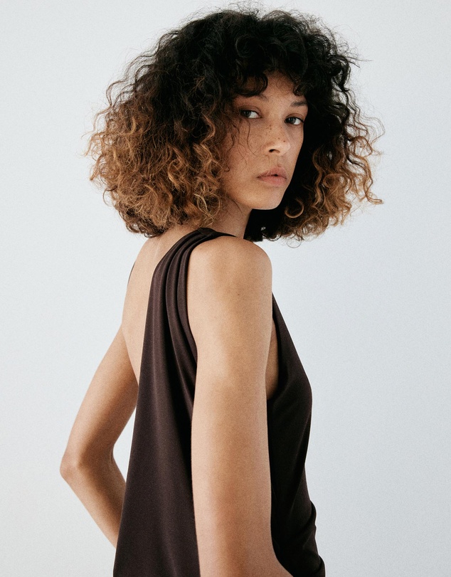 M.N.G - Ruched Open-Back Dress