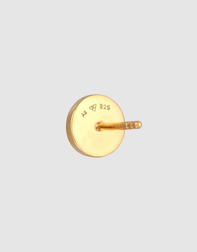 Kuzzoi - ICONIC EXCLUSIVE - Earrings Men Stud Circle Basic Geo with Enamel in 925 Sterling Silver Gold Plated