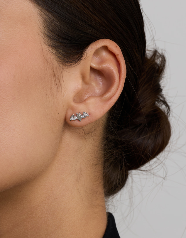 Michael Hill - Bat Halloween Stud Earrings with Cubic Zirconia in Sterling Silver