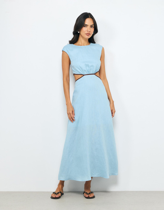 AERE - Elsin Contrast Linen Midi Dress