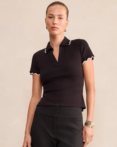 Forever New - Sarah Scallop Trim Polo Top