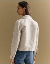 Trenery - Linen Cotton Twill Button Through Jacket in Sand