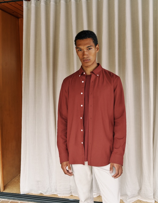 Trenery - Regular Fit Monogram Oxford Shirt in Auburn