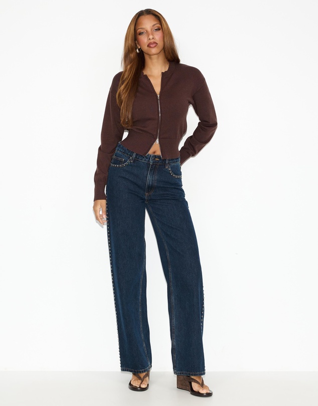 Dazie - Ashley Double Knit Zip Cardigan