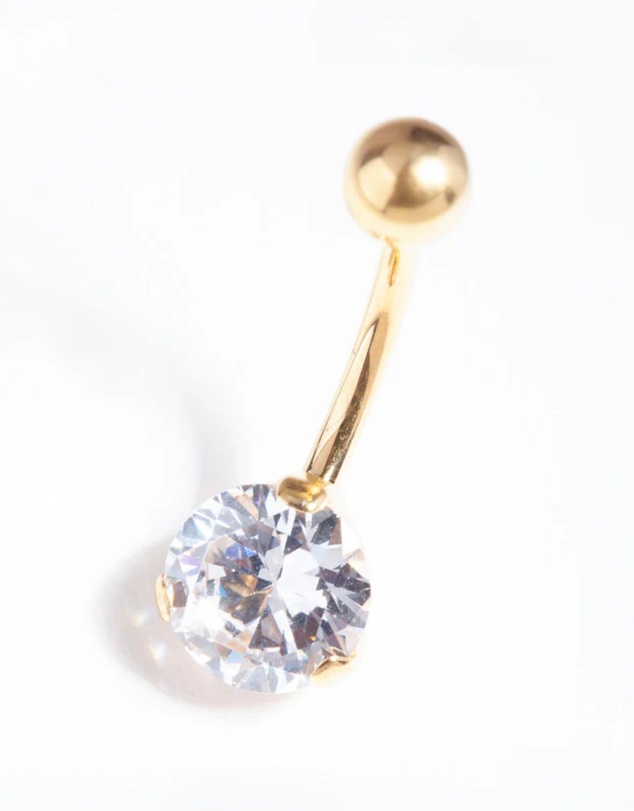 Lovisa - Gold Titanium Classic Diamante Belly Bar