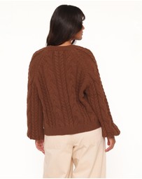 Petal & Pup - Nika Cable Knit Cardigan - Brown