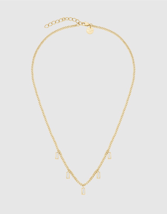 Rosefield - Playful Diamonds Baguette Gold-Tone Necklace