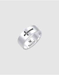 Kuzzoi - ICONIC EXCLUSIVE - Ring Men Band Cross Oxidised in 925 Sterling Silver