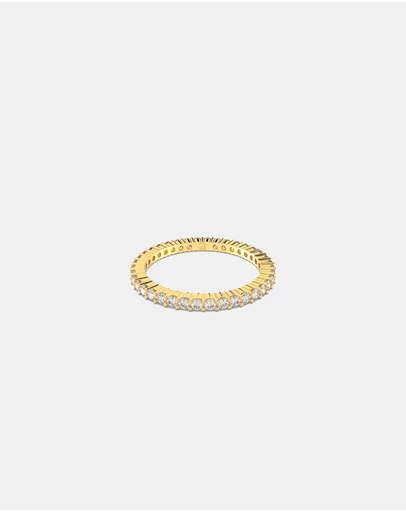 Swarovski - Matrix Vittore ring, Round cut, White, 18K gold finish