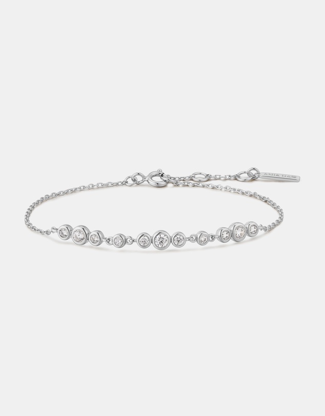 Ania Haie - Silver Graduated Bezel-Set Trios Bracelet