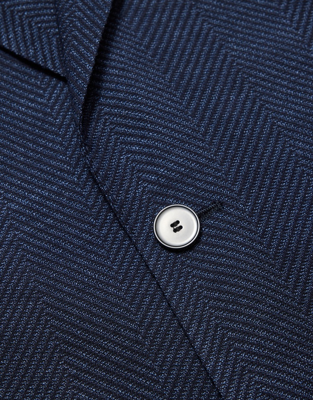 Calibre - Tailored Wool Herringbone Blazer Denim Blue