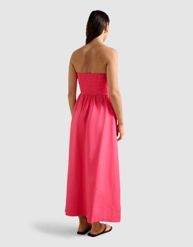 Forever New - Matisse Ruched Strapless Linen Midi Dress