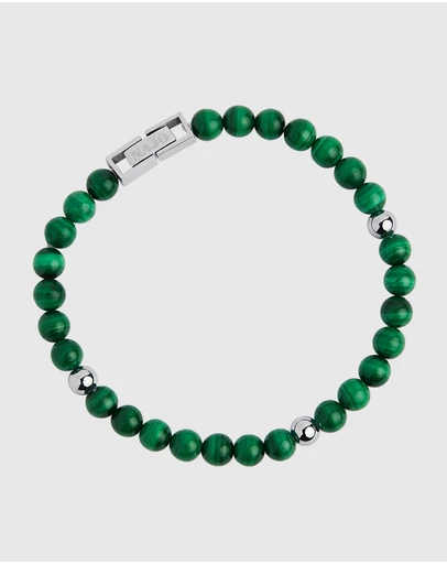 Najo - Atlas 6mm Malachite & Steel Bracelet