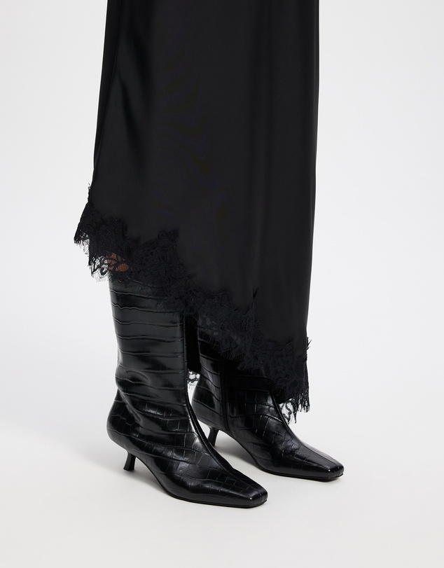 AERE - Maria Leather Kitten Heel Boots