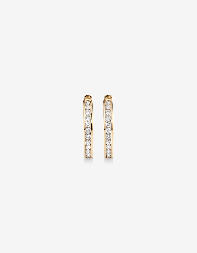 Michael Hill - 0.25 Carat TW Channel Set Round Brilliant Diamond Huggie Hoop Earrings in 10kt Yellow Gold