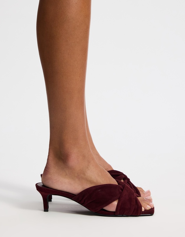 Atmos&Here - Ember Twist Detail Square Toe Suede Heels