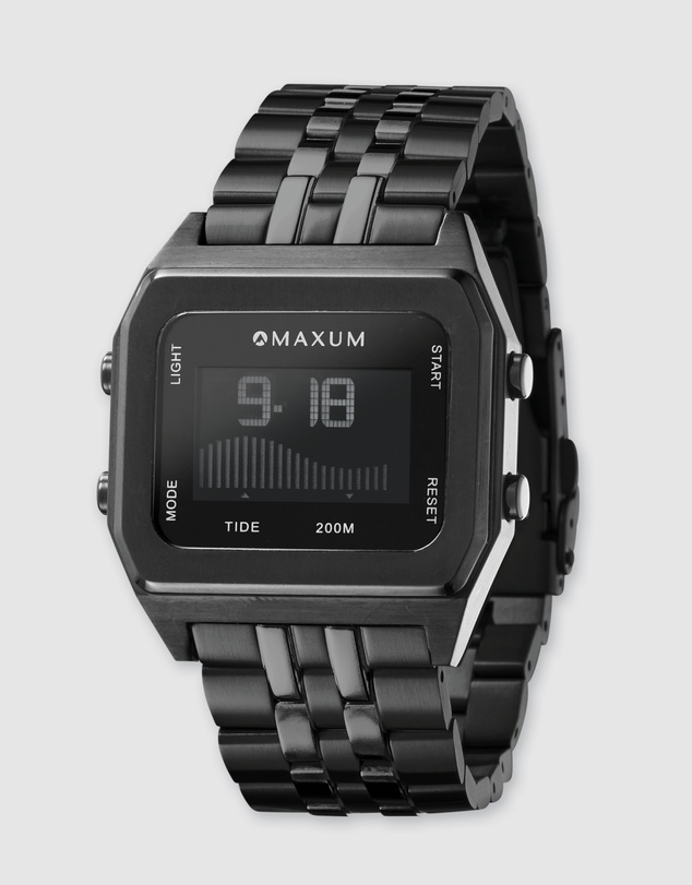 Maxum - Raglan Tide Watch- Black Stainless Steel Strap
