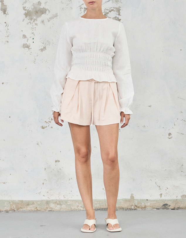 FRIEND of AUDREY - The Linen-Blend A-Line Shorts
