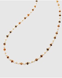 Nialaya Jewellery - Mini Beaded Necklace with Pearls and Tiger Eye