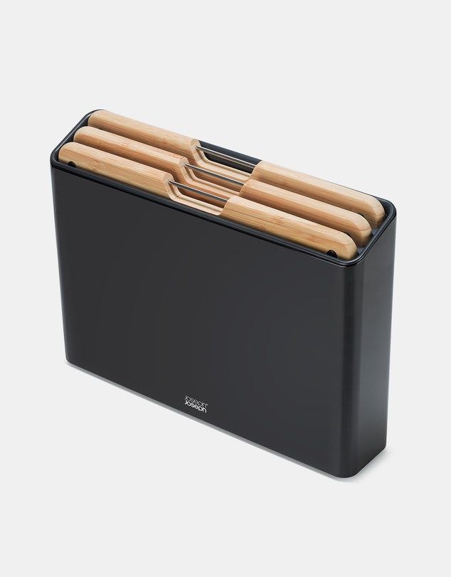 Joseph Joseph - Folio™ Steel 3-Piece Bamboo Chopping Board Set With Black Stainless-Steel Case