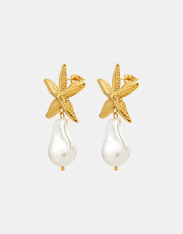 Zoe Olivia - Waterproof Starfish and Pearl Drop Stud Earrings
