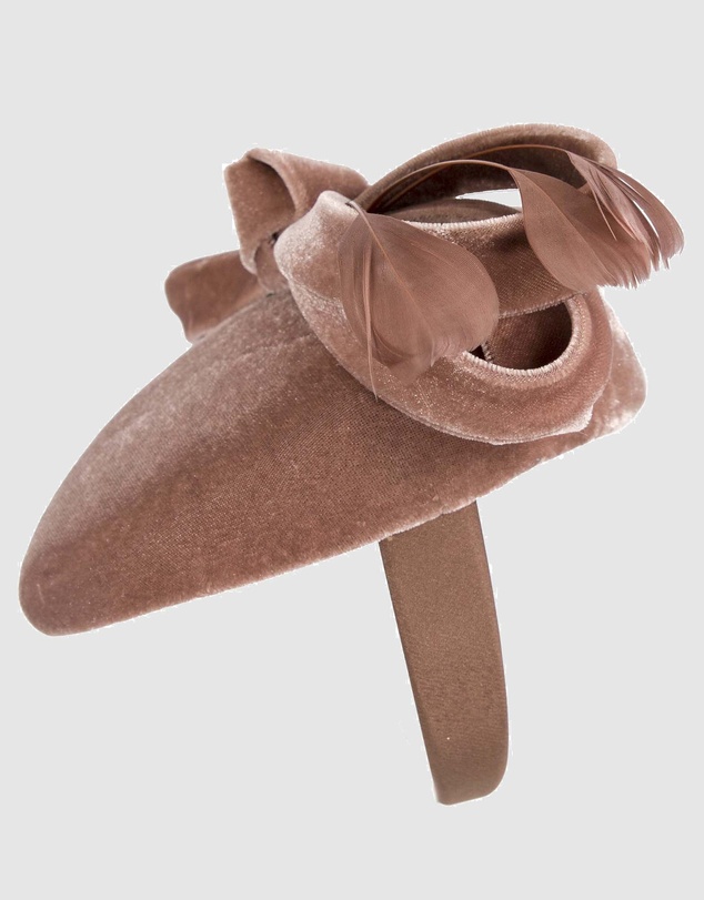 Max Alexander - Velvet Taupe Winter Pillbox Fascinator