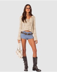 EDIKTED - Kenzy Micro Denim Shorts