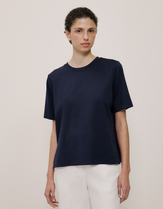 Trenery - Modal Cotton Boxy Crew T-shirt in Night Sky