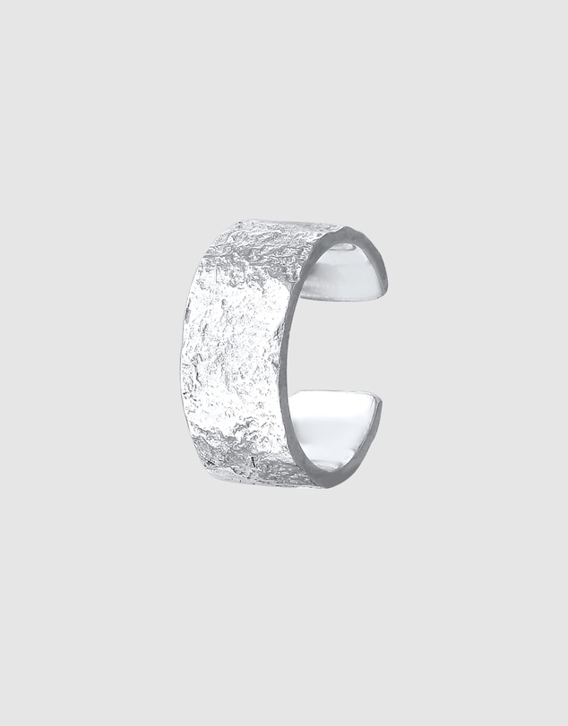 Kuzzoi - ICONIC EXCLUSIVE - Earrings Male Single Hammered 925 Sterling Silver