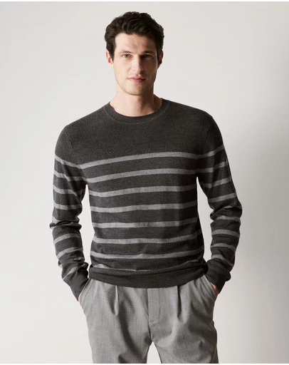 Trenery - Merino Stripe Knit in Charcoal