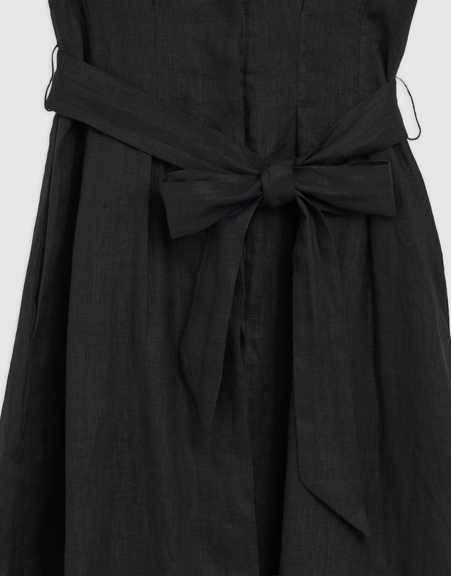 Revibe - Repaired AERE Orien Tuck Waist Linen Shirt Dress - AU 6