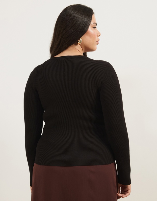 Atmos&Here Curvy - Kaia Long Sleeve Rib Knit Top