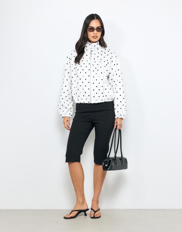 AERE - Polka Dot Funnel Neck Bomber