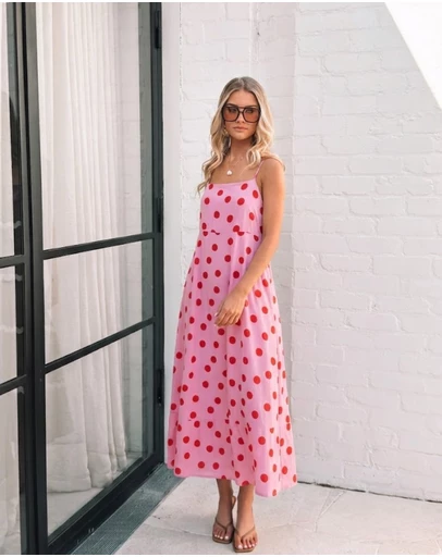 Esther & Co - Crescent Dress - Pink Spot