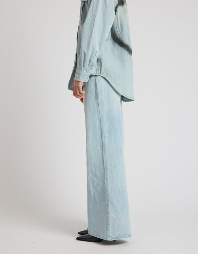 ONE TEASPOON - Love Machines Heart Mid Waist Super Wide Leg Denim - Sea Mist Love
