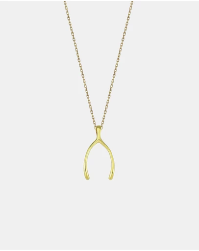 Zoe Olivia - 9K Gold Lucky Wishbone Necklace