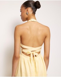 AERE - Tali Linen Cross Back Midi Dress