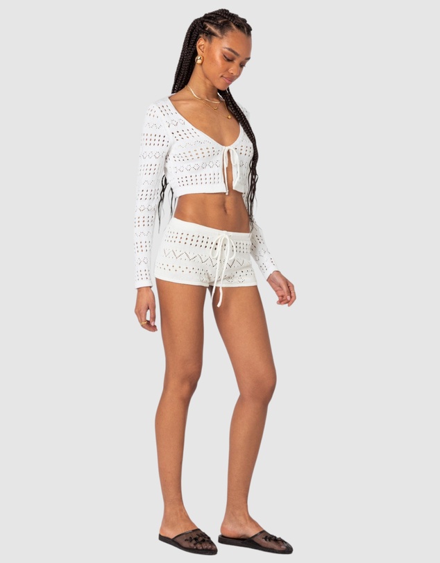 EDIKTED - Betsy Tie Front Knitted Shorts