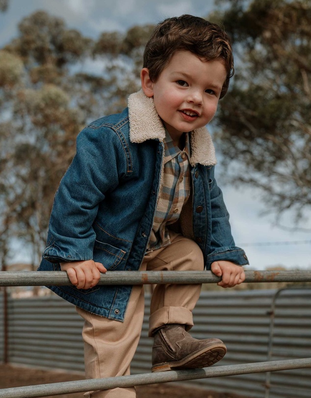 Purebaby - Denim Sherpa Jacket - Kids-Babies