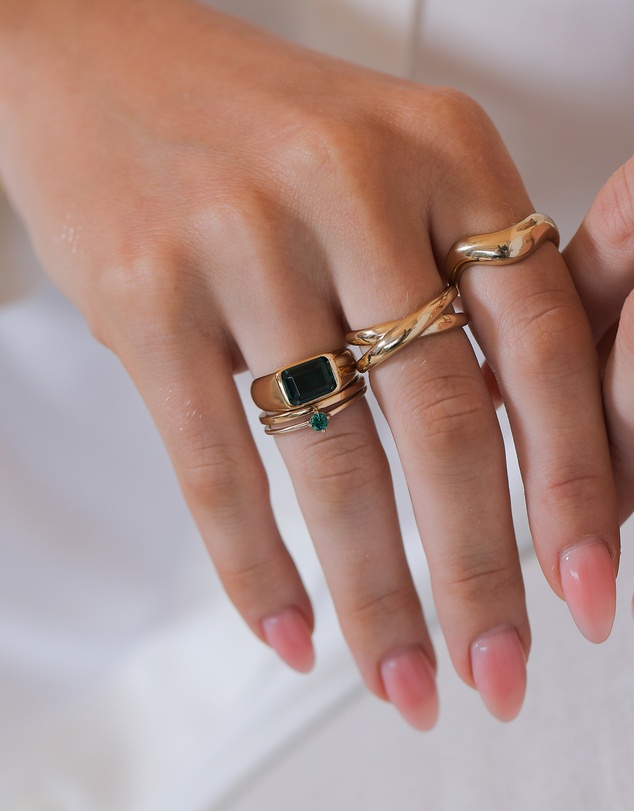 Elli Jewelry - Quartz Ring Set in Gold-Plated 925 Silver