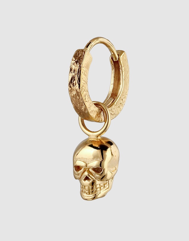 Kuzzoi - ICONIC EXCLUSIVE - Single Hoop Earring with Skull in Gold-Plated 925 Sterling Silver