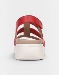 Vionic - Sabrina Flatform Sandal - Varsity Red Leather