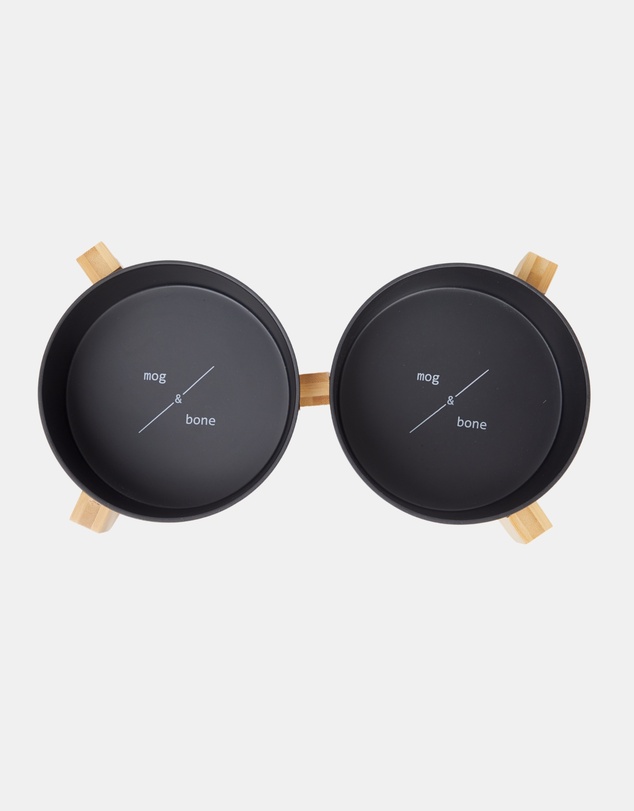 Mog & Bone - Double Bamboo Dog Bowl Black