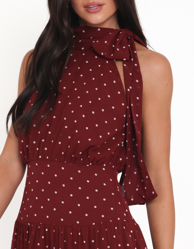 Petal & Pup - Leona Halterneck Maxi Dress - Red Polka Dot