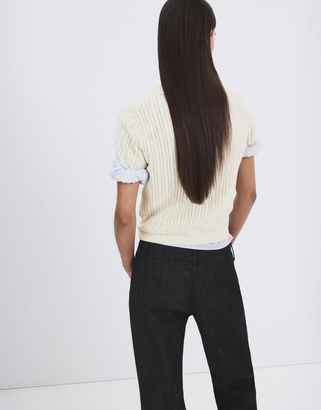 M.N.G - Openwork Knitted Polo-Neck Sweater