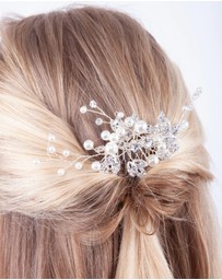Lovisa - Silver Crystal Pearl Mini Leaf Comb