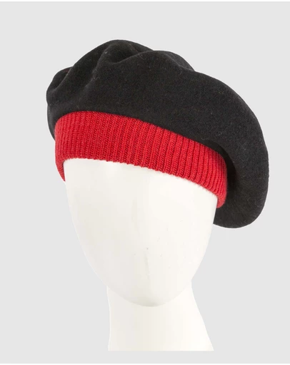 Max Alexander - Black European Made Embroidered Woolen Beret