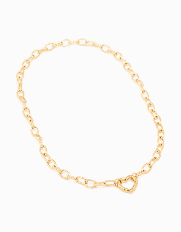 Lovisa - Waterproof Gold Plated Stainless Steel Heart Clasp Chain Necklace