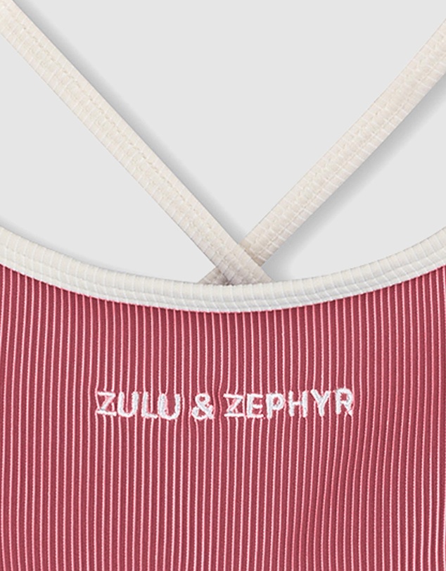 Zulu & Zephyr Mini - Mini Stripe Logo Bikini Top - Kids-Teens